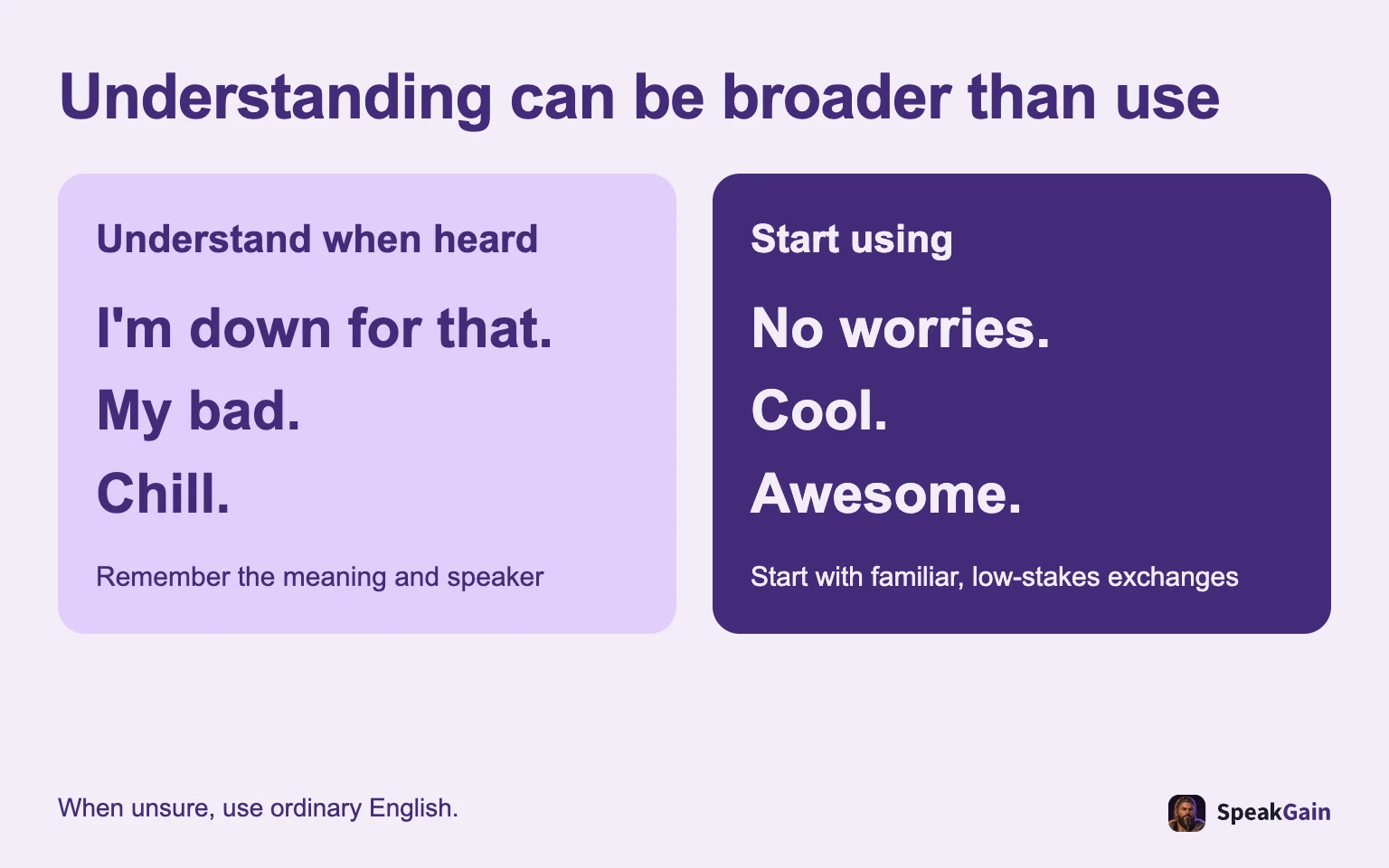 You can understand more expressions than you choose to say.