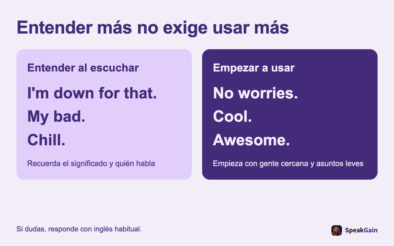 Puedes entender más expresiones de las que eliges decir.