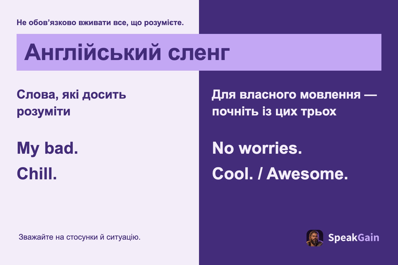Англійський сленг — Слова, які досить розуміти — Для власного мовлення — почніть із цих трьох