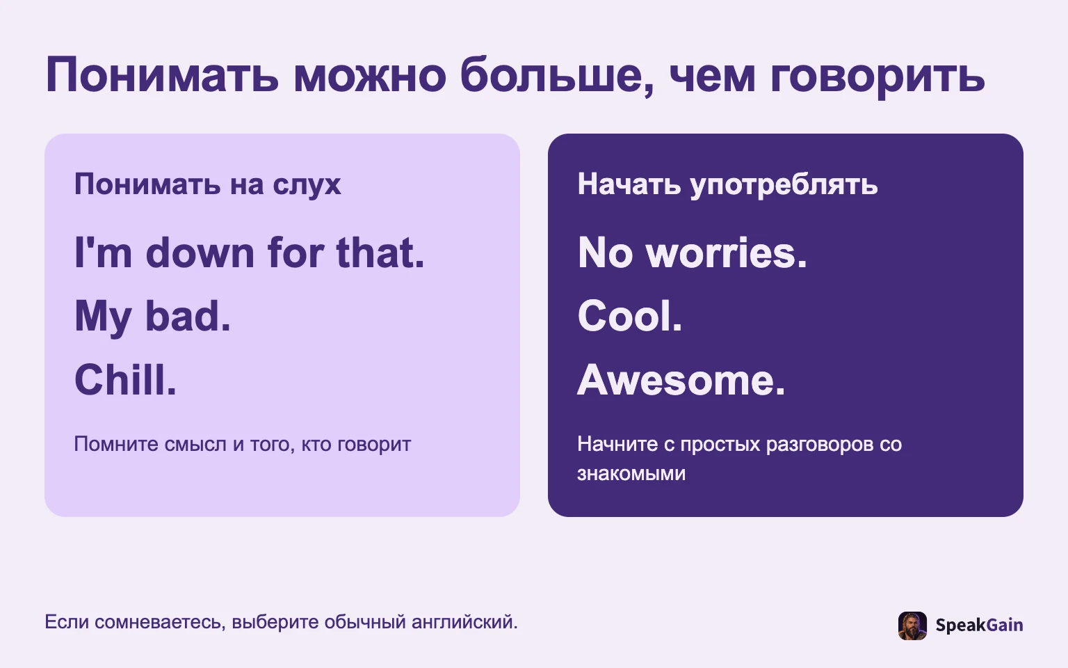 Не обязательно говорить всё, что вы понимаете.