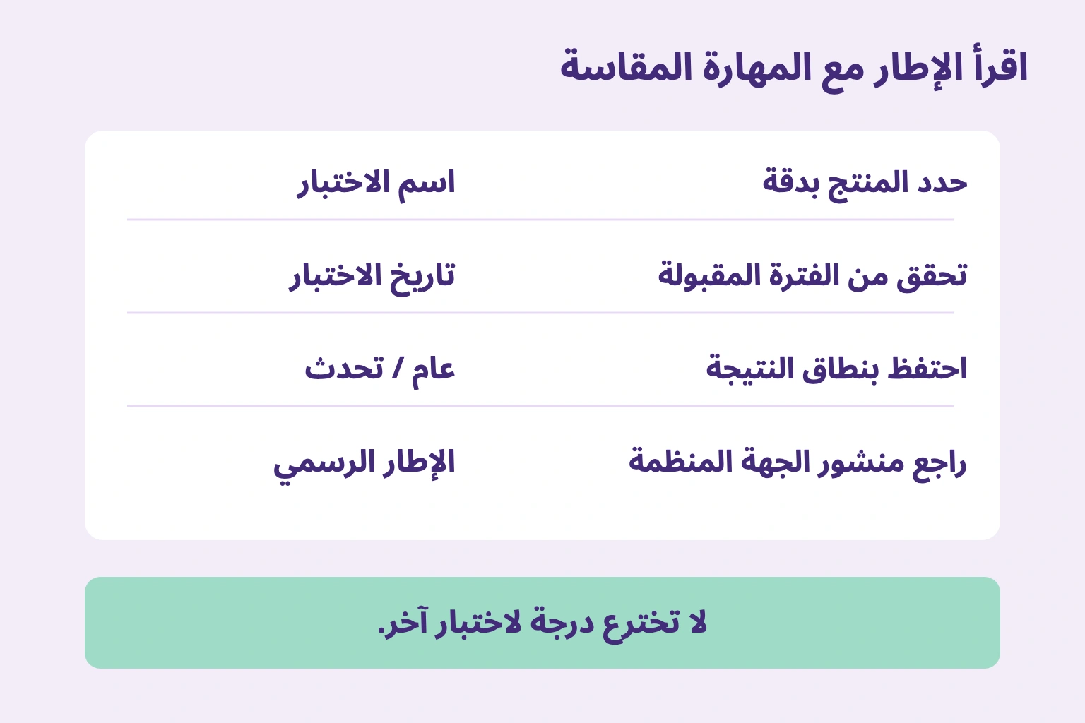 اقرأ الإطار مع المهارة المقاسة