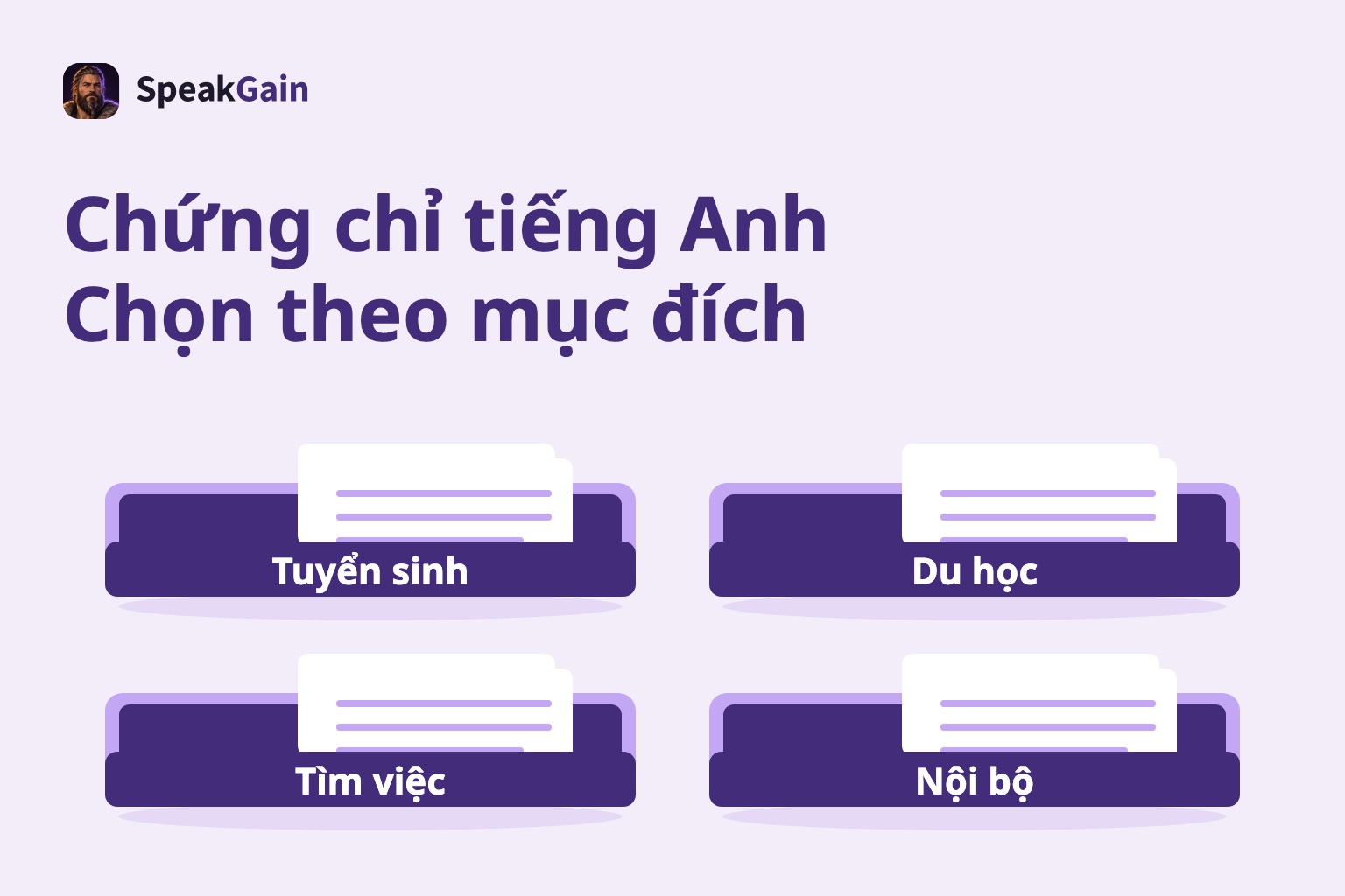 Bốn khay bài thi cho tuyển sinh, du học, tìm việc và đánh giá nội bộ