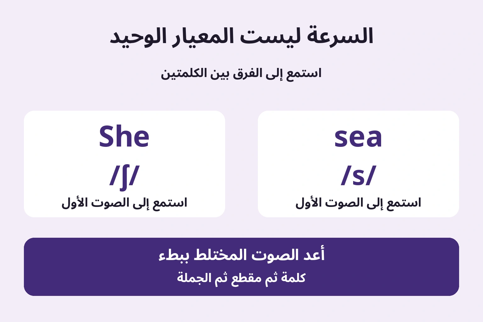 حدد موضع الاستماع لتعرف الصوت التالي الذي ستصححه.