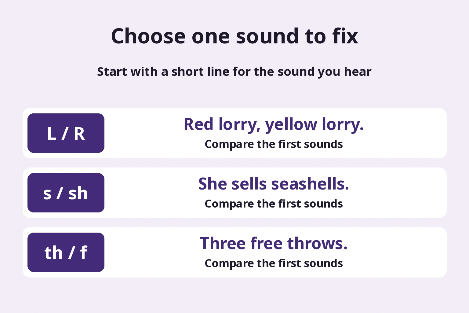 Pick one sound you want to inspect rather than completing every row.