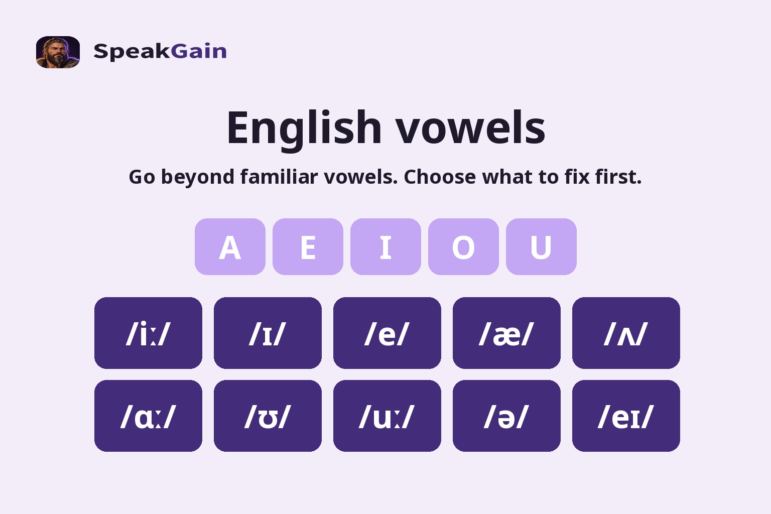 English vowels — Go beyond familiar vowels. Choose what to fix first.