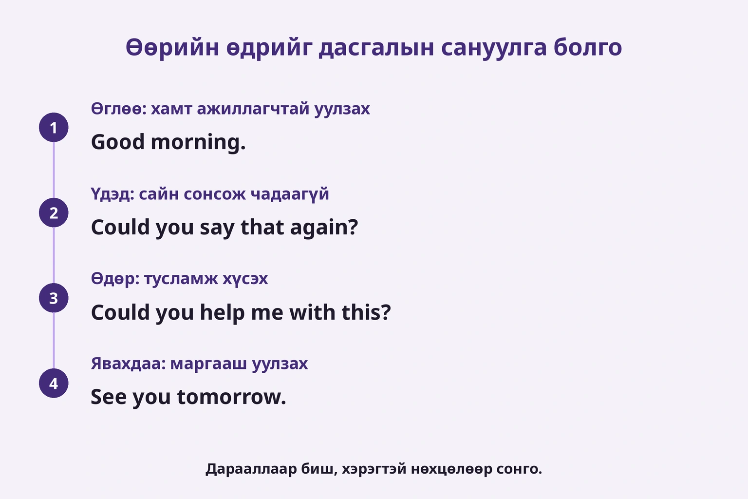 Өөрийн өдрийг дасгалын сануулга болго