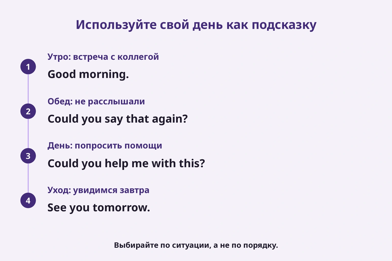 Используйте свой день как подсказку