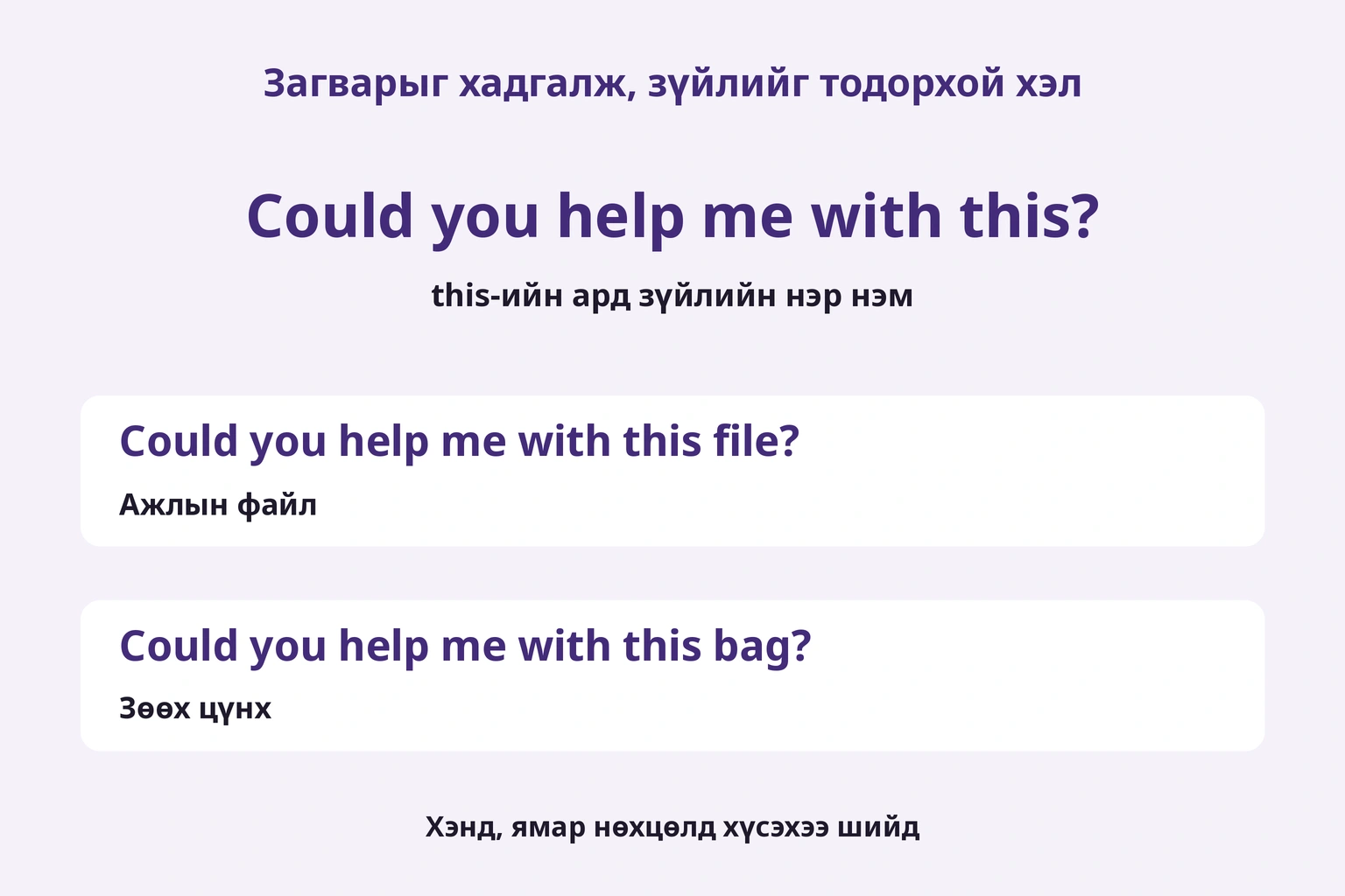 Загварыг хадгалж, зүйлийг тодорхой хэл