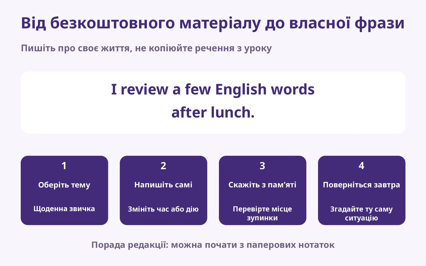 Від безкоштовного матеріалу до власної фрази: Пишіть про своє життя, не копіюйте речення з уроку