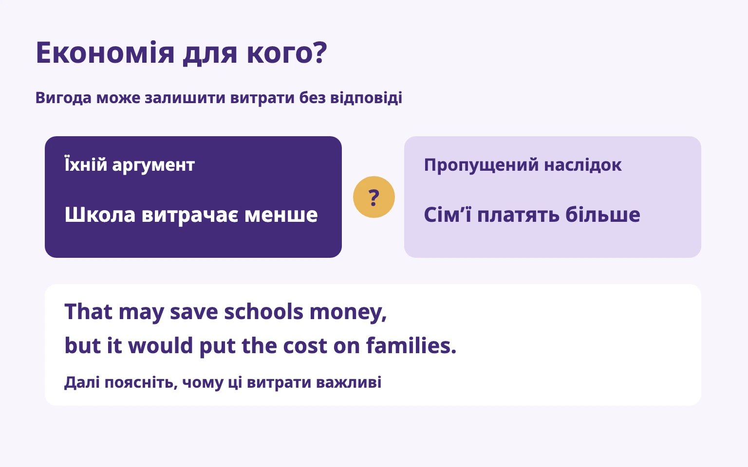 Економія школи може перекласти витрати на сім’ї; заперечення питає, хто платить