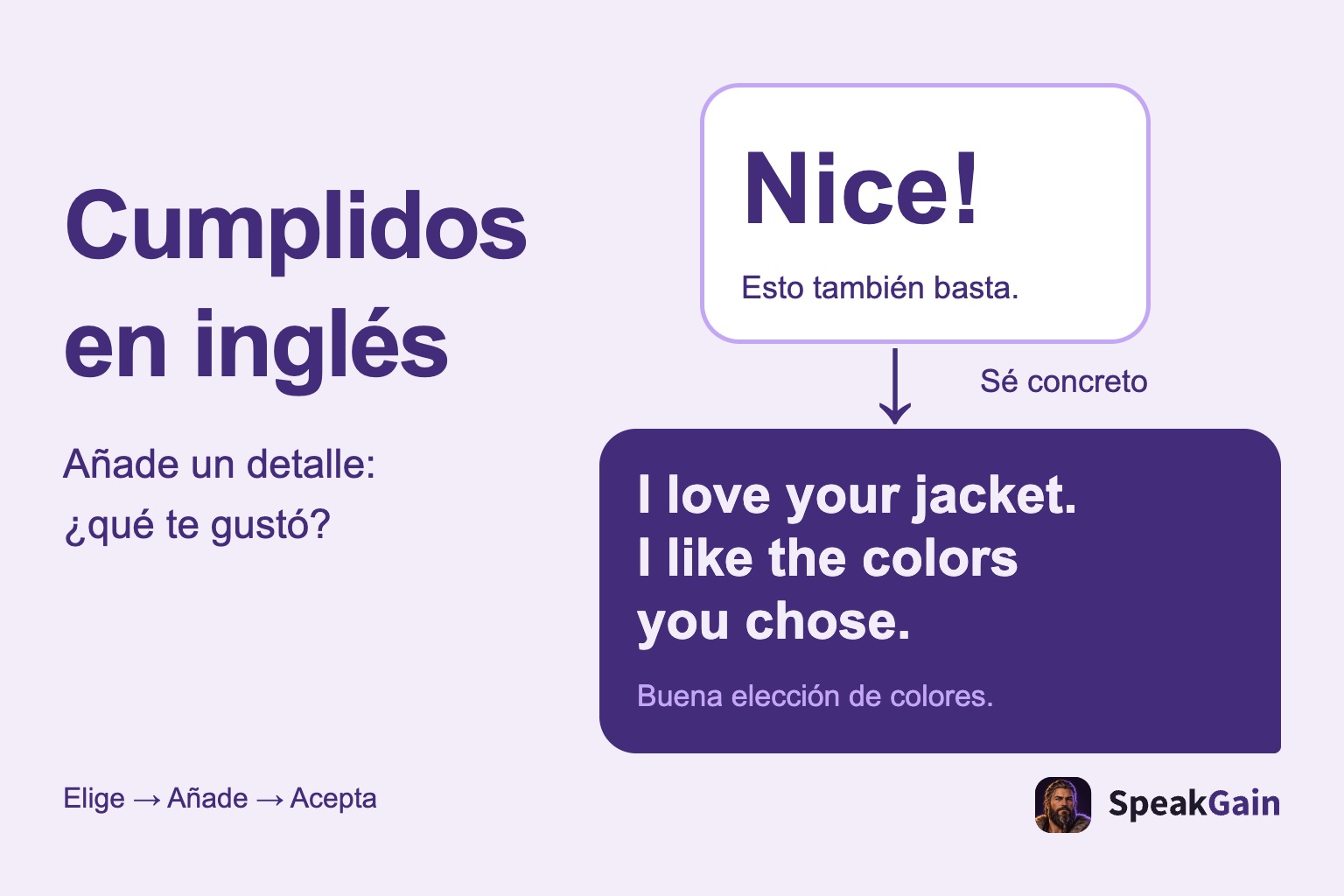 Cumplidos en inglés — Añade un detalle: ¿qué te gustó?