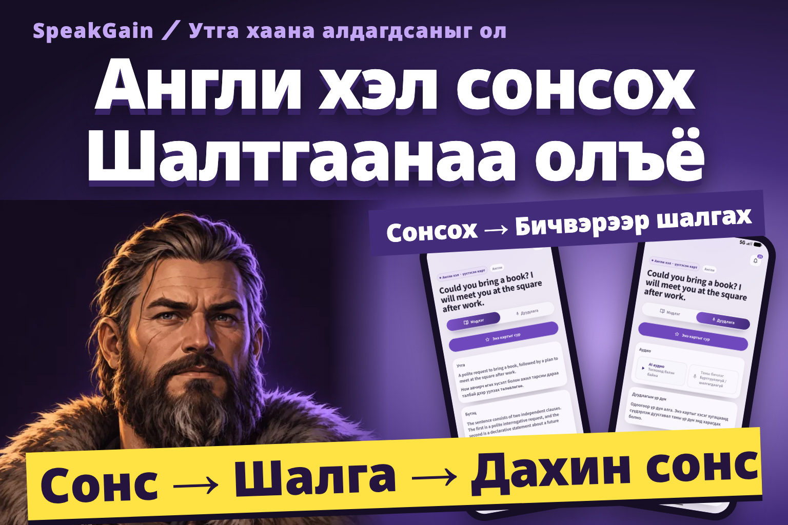 Англи хэл сонсох Шалтгаанаа олъё. Викинг болон хоёр бодит дэлгэц: утгыг шалгах, жишээ аудиог сонсох