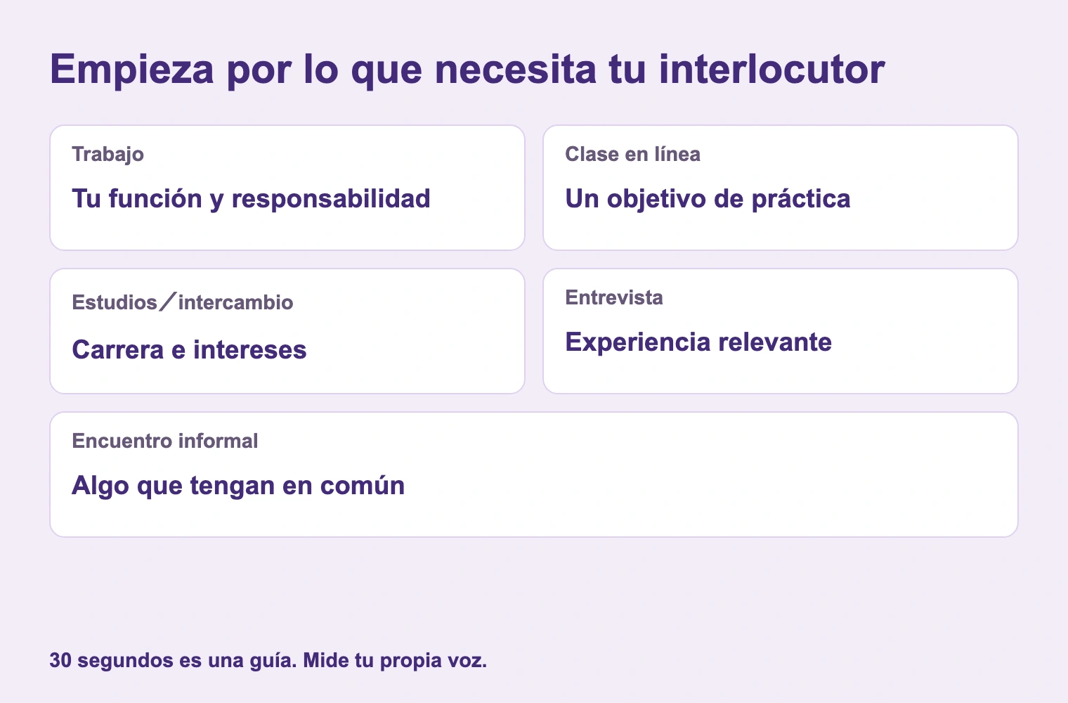 Empieza por lo que necesita tu interlocutor