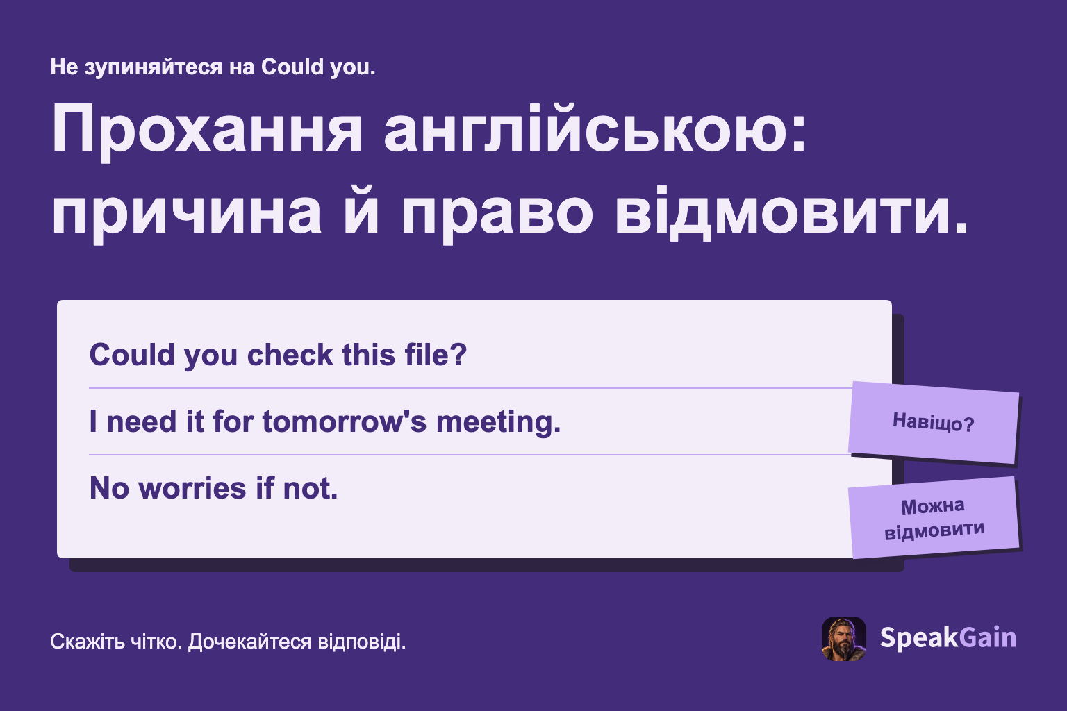 Прохання англійською з поясненням причини та можливістю відмовити