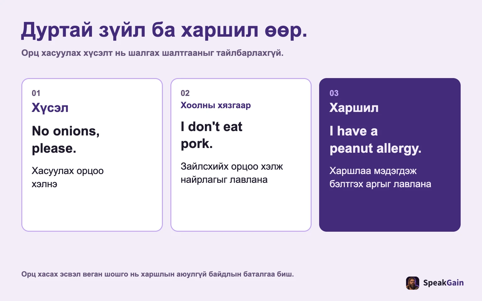 Дуртай зүйл ба харшил өөр. Орц хасуулах хүсэлт нь шалгах шалтгааныг тайлбарлахгүй.