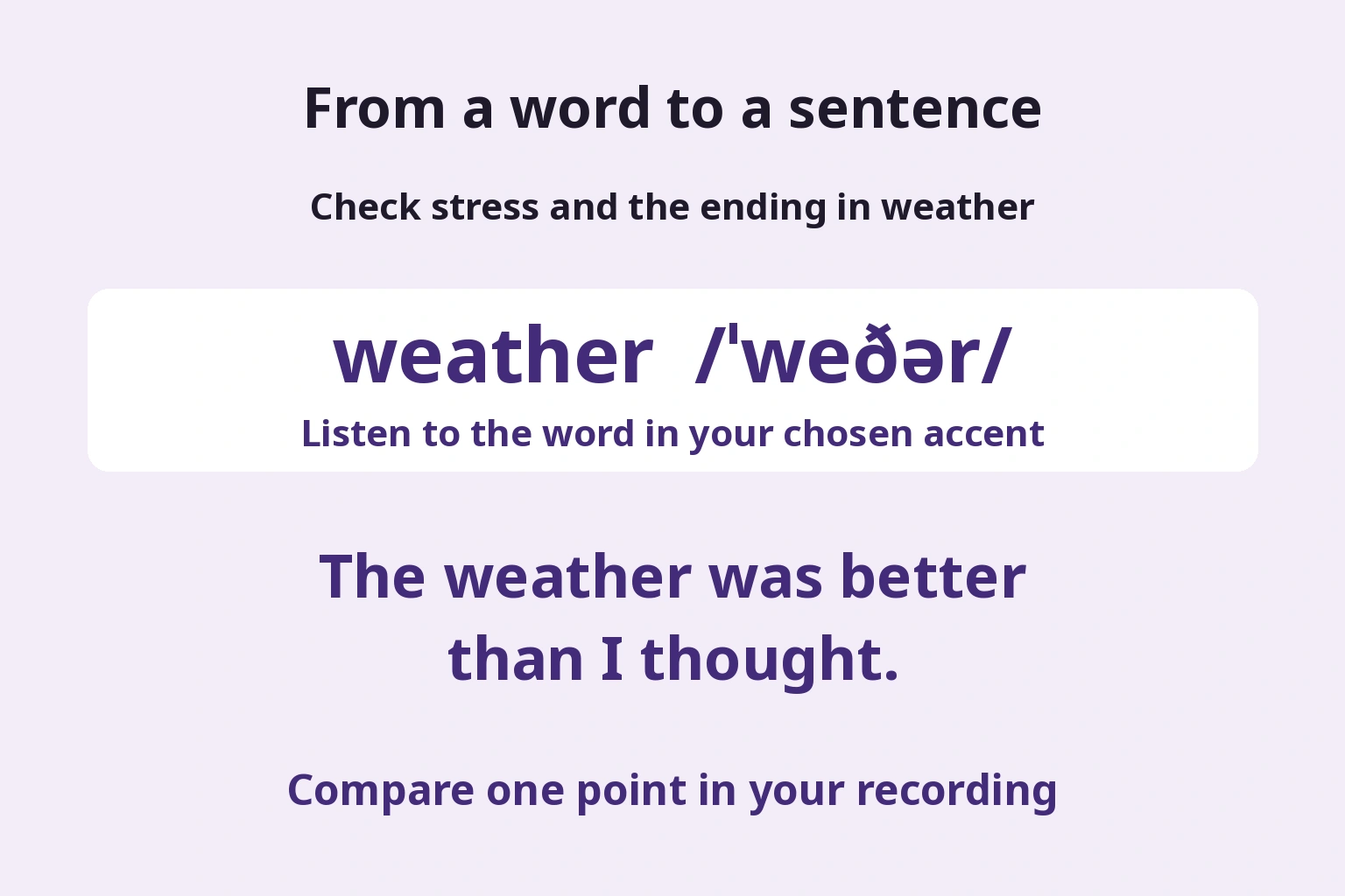 From a word to a sentence — Compare one point in your recording