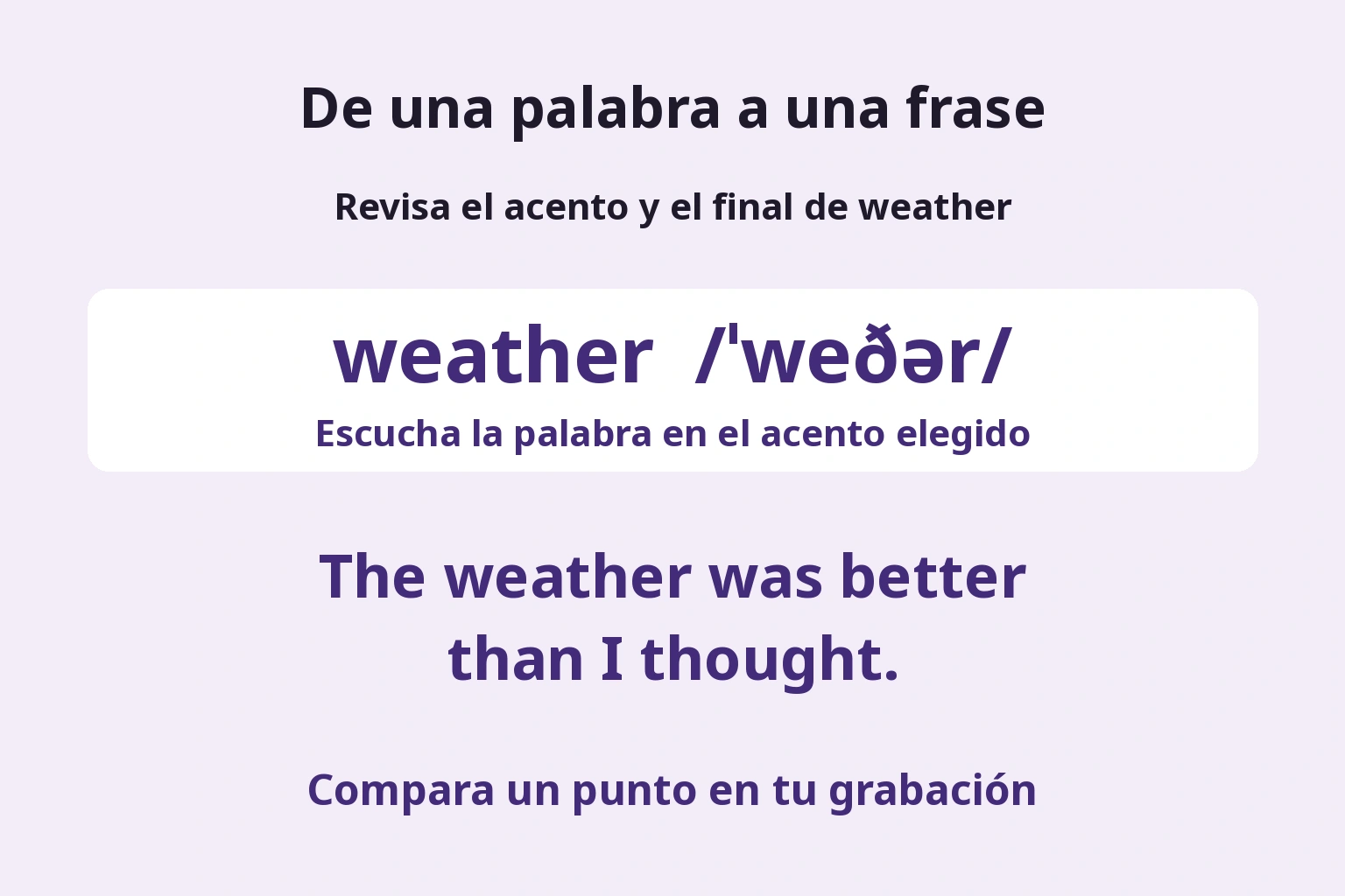 De una palabra a una frase — Compara un punto en tu grabación