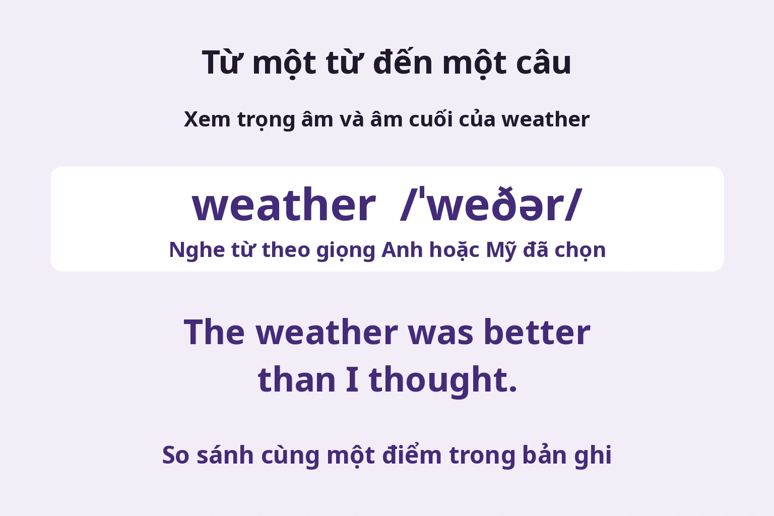 Từ một từ đến một câu — So sánh cùng một điểm trong bản ghi