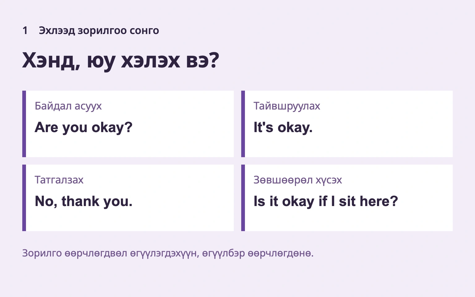 Эхлээд зорилго: өгүүлэгдэхүүн, англи өгүүлбэр өөрчлөгдөнө.