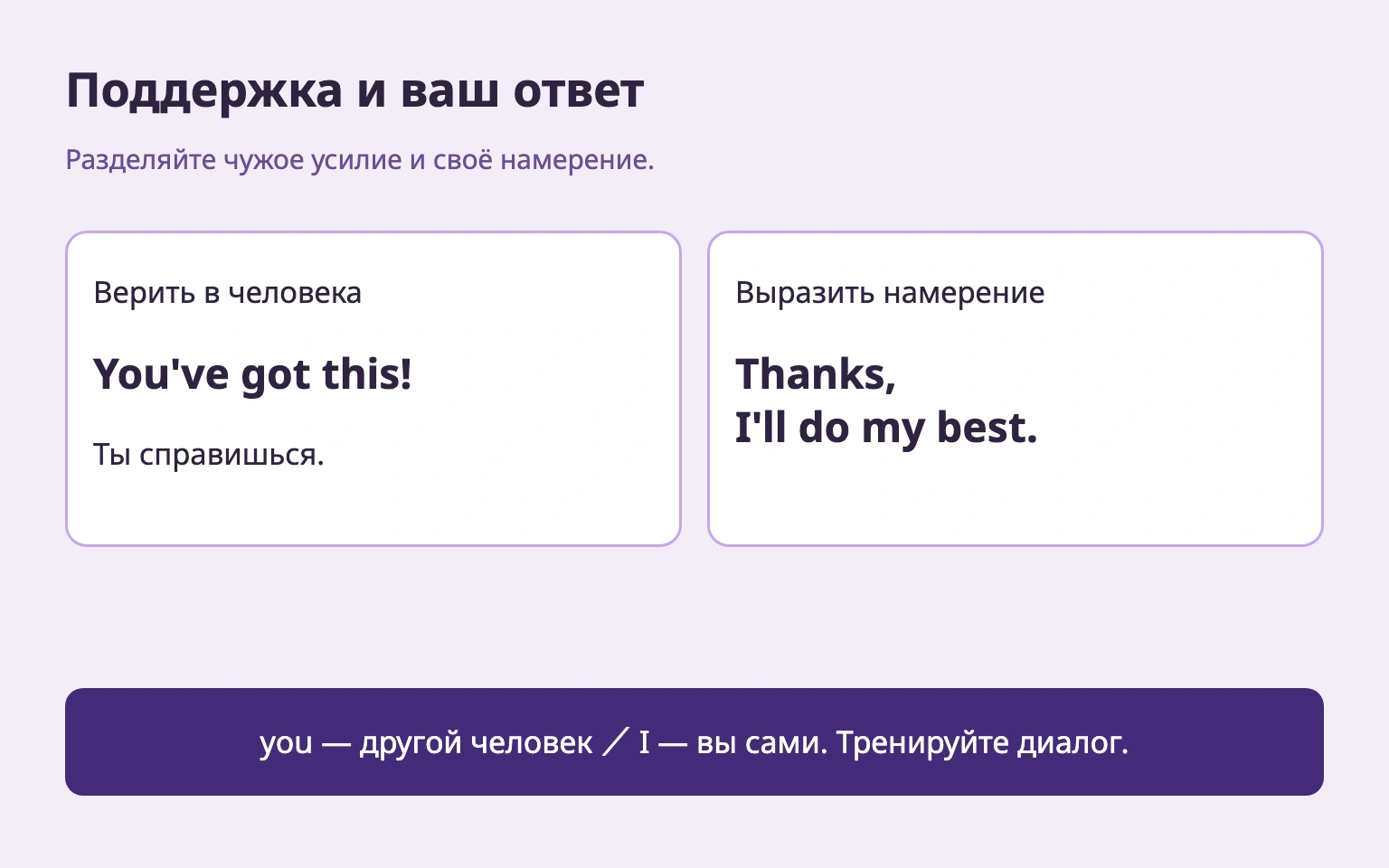 Поддержка другого и собственное намерение