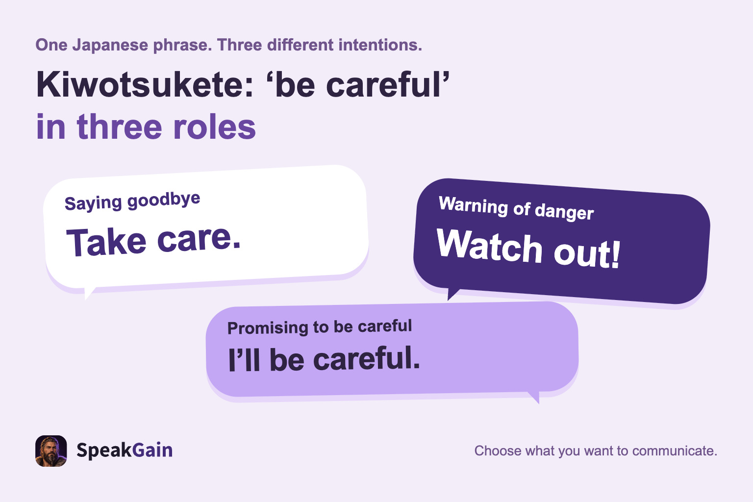 Three roles of kiwotsukete: a goodbye, a warning and a promise to be careful