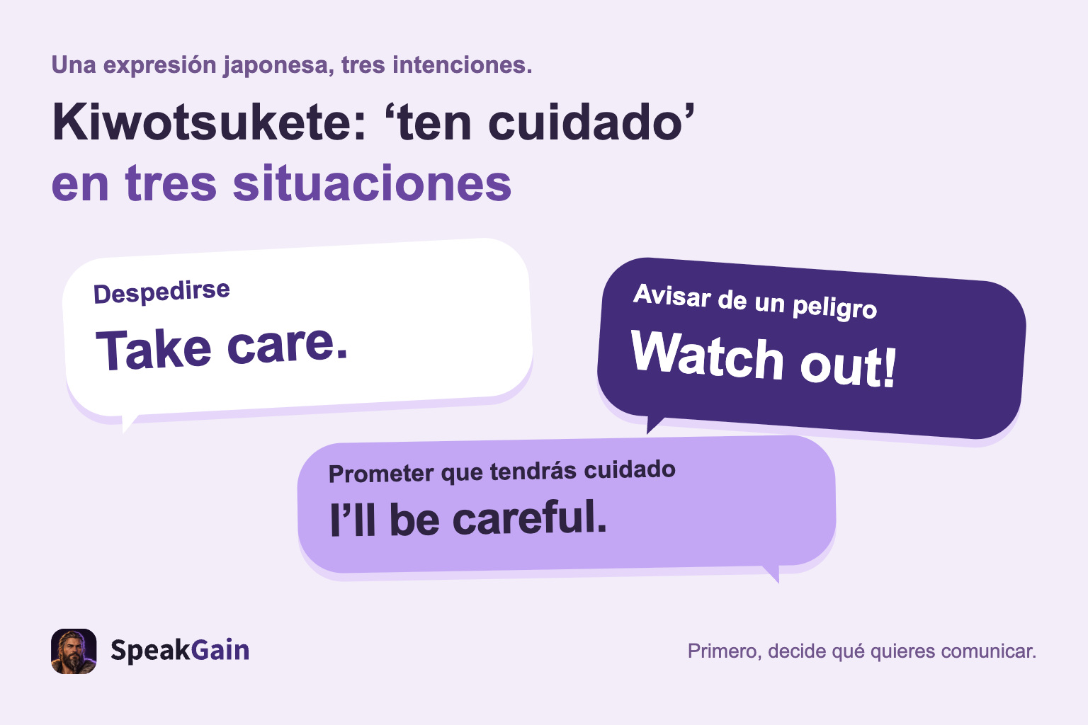 Tres usos de kiwotsukete: despedirse, avisar de un peligro y prometer actuar con cuidado