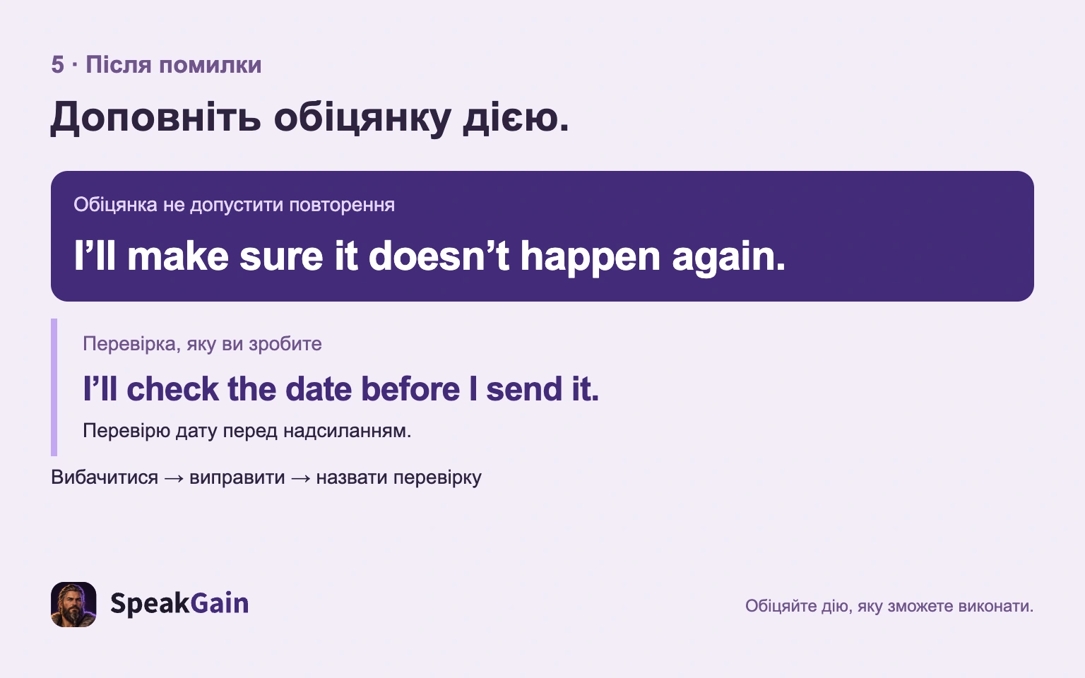 Обіцянка уникнути повторення разом із перевіркою дати перед надсиланням
