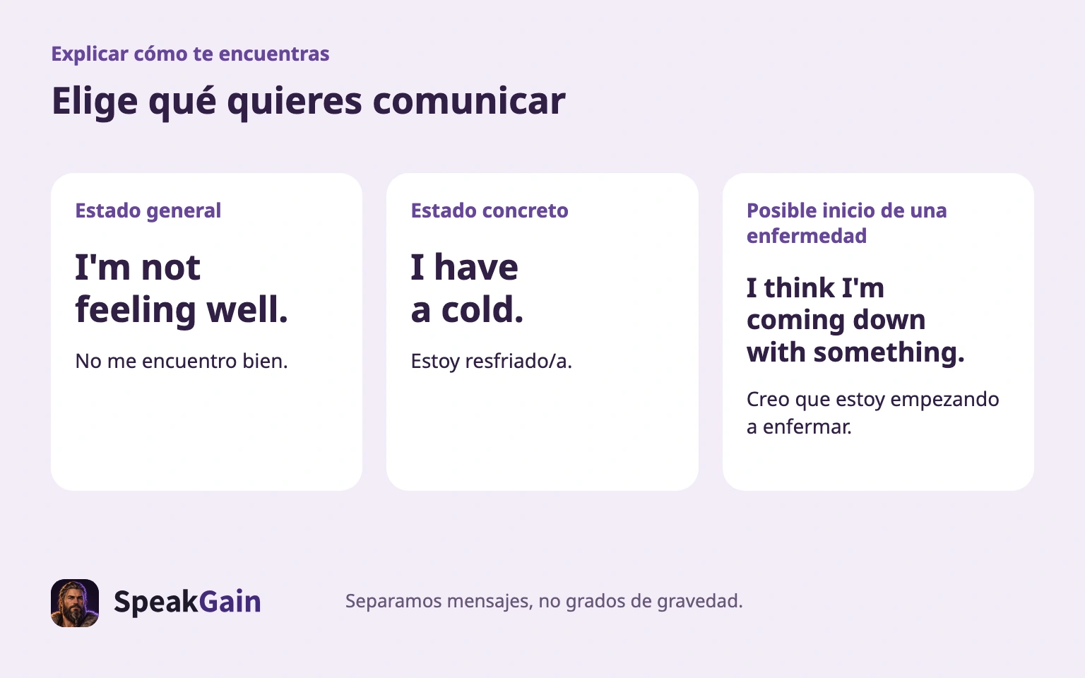 Elige el contenido, sin clasificar la gravedad por la frase.