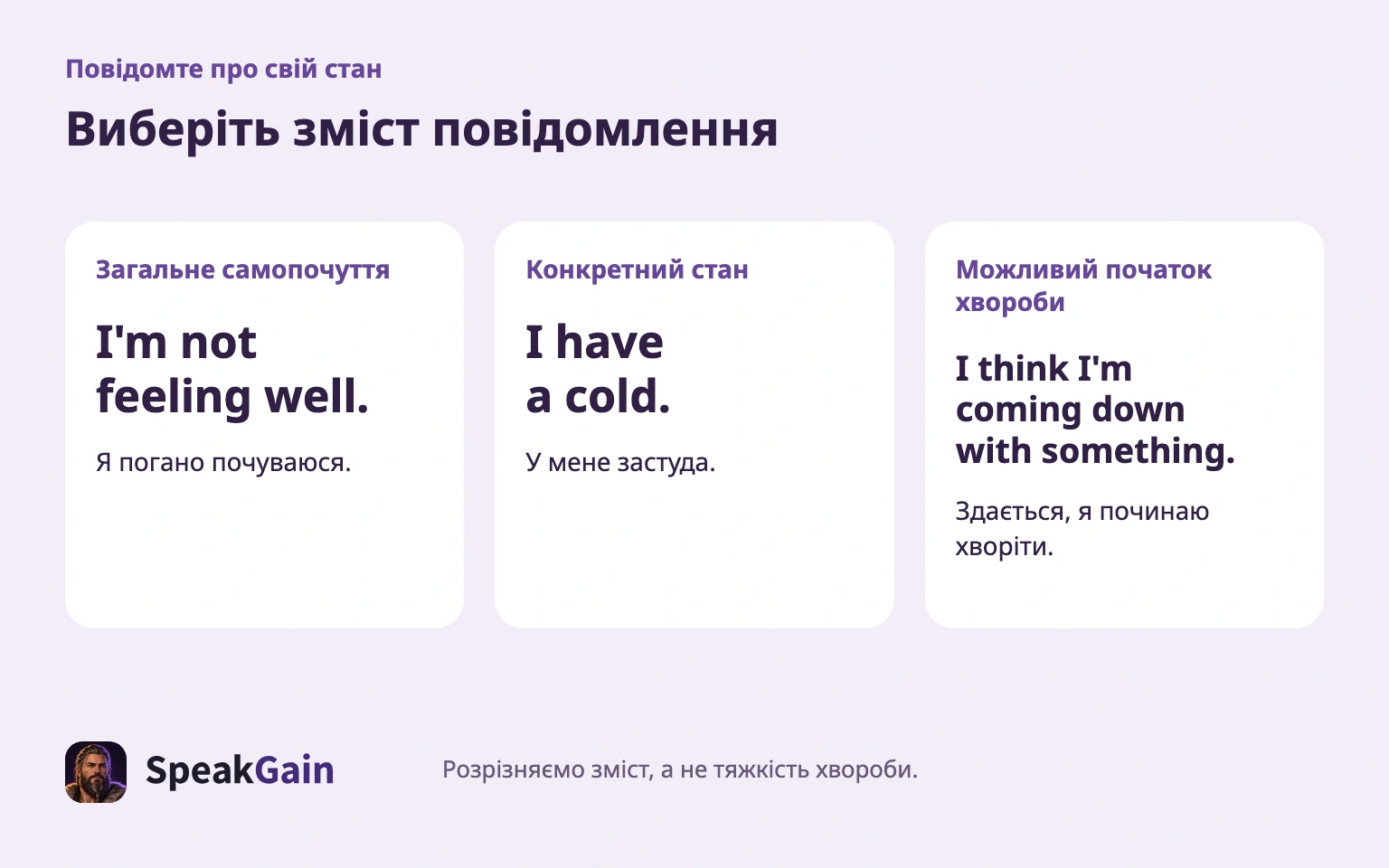 Вибирайте зміст повідомлення, а не ступінь тяжкості.