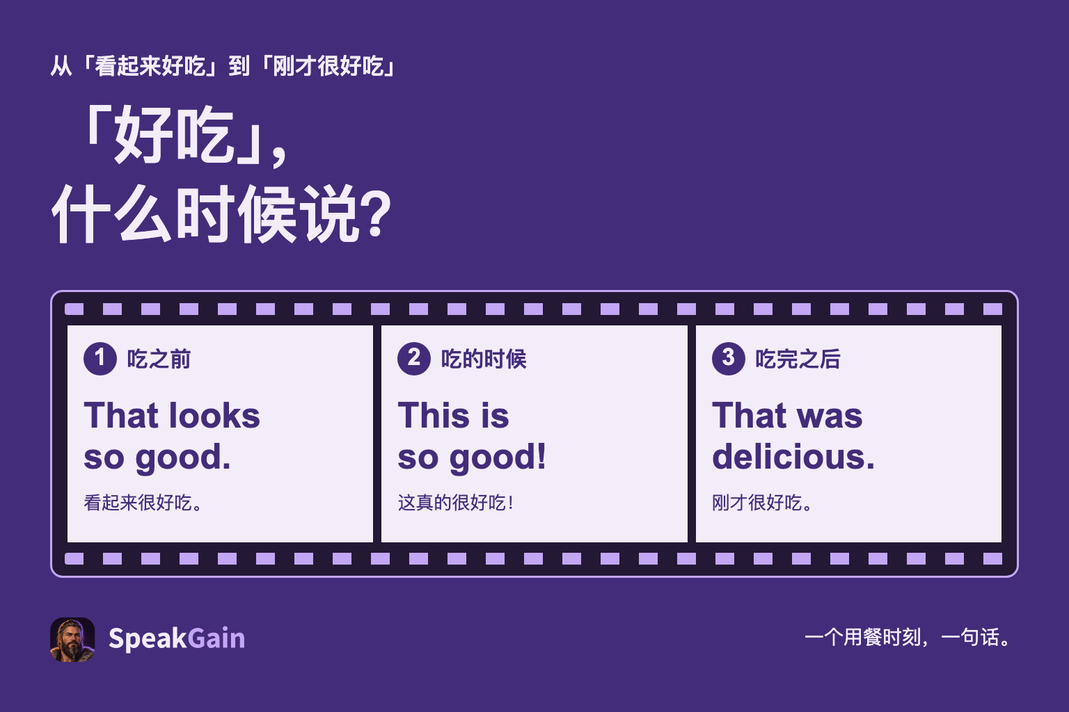 「好吃」,什么时候说? — 吃之前 / 吃的时候 / 吃完之后