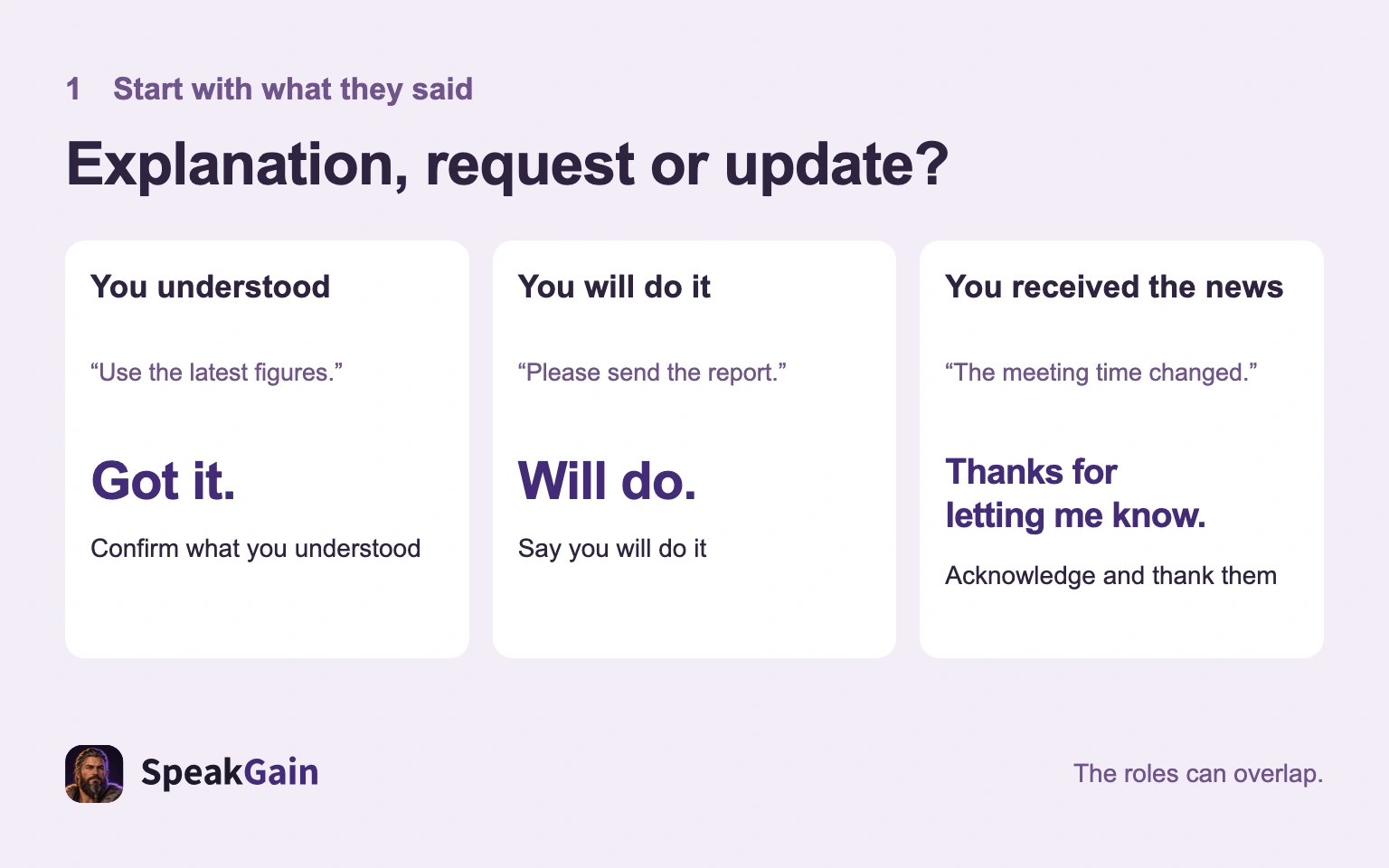 Three replies for an explanation, a request and an update