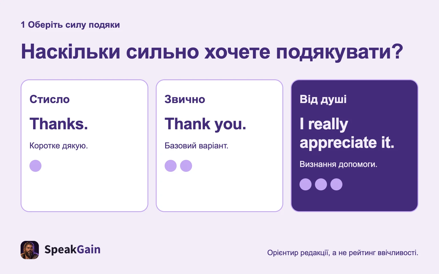 Сила подяки й ввічливість — різні речі; враховуйте стосунки.