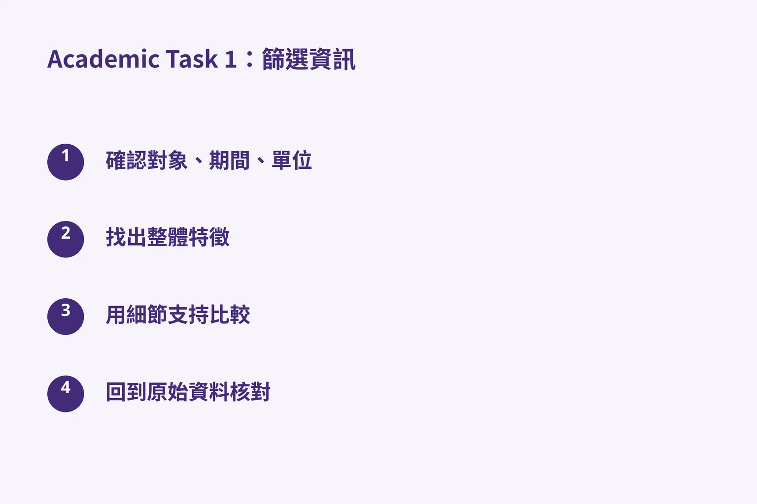 Academic Task 1：篩選資訊