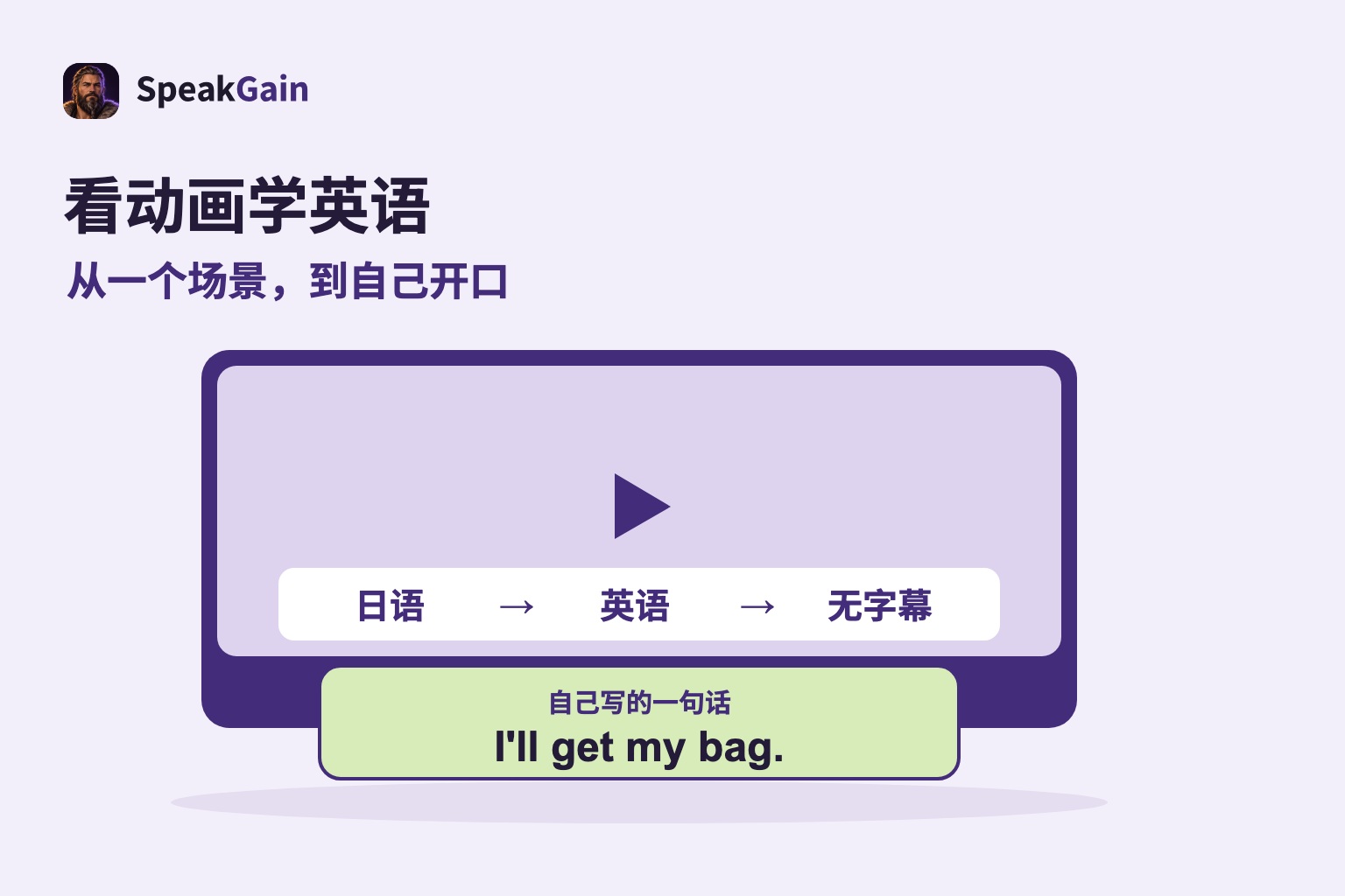 显示日语、英语、无字幕顺序的通用播放器，以及自写英语句子卡