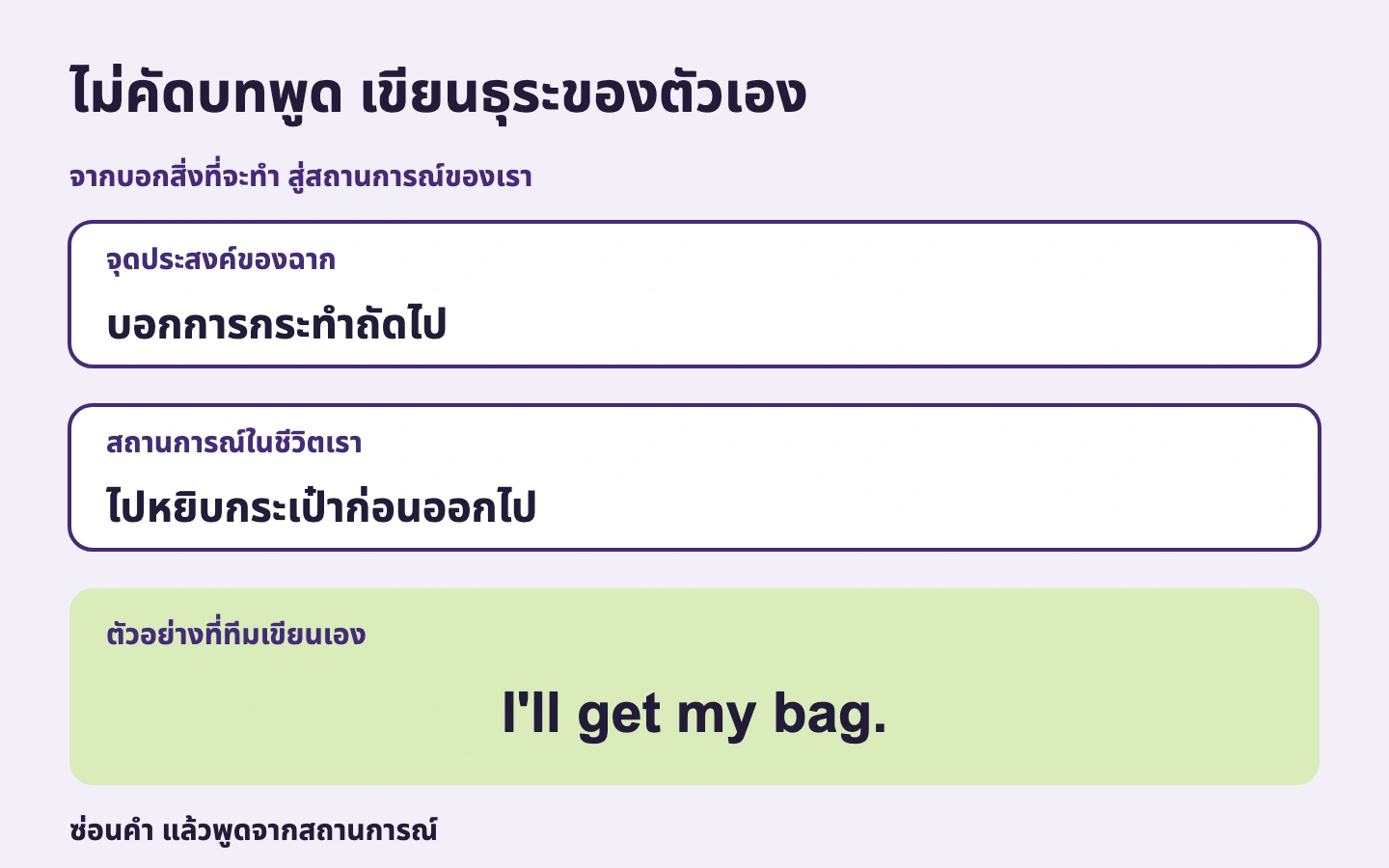 ไม่คัดบทพูด เขียนธุระของตัวเอง