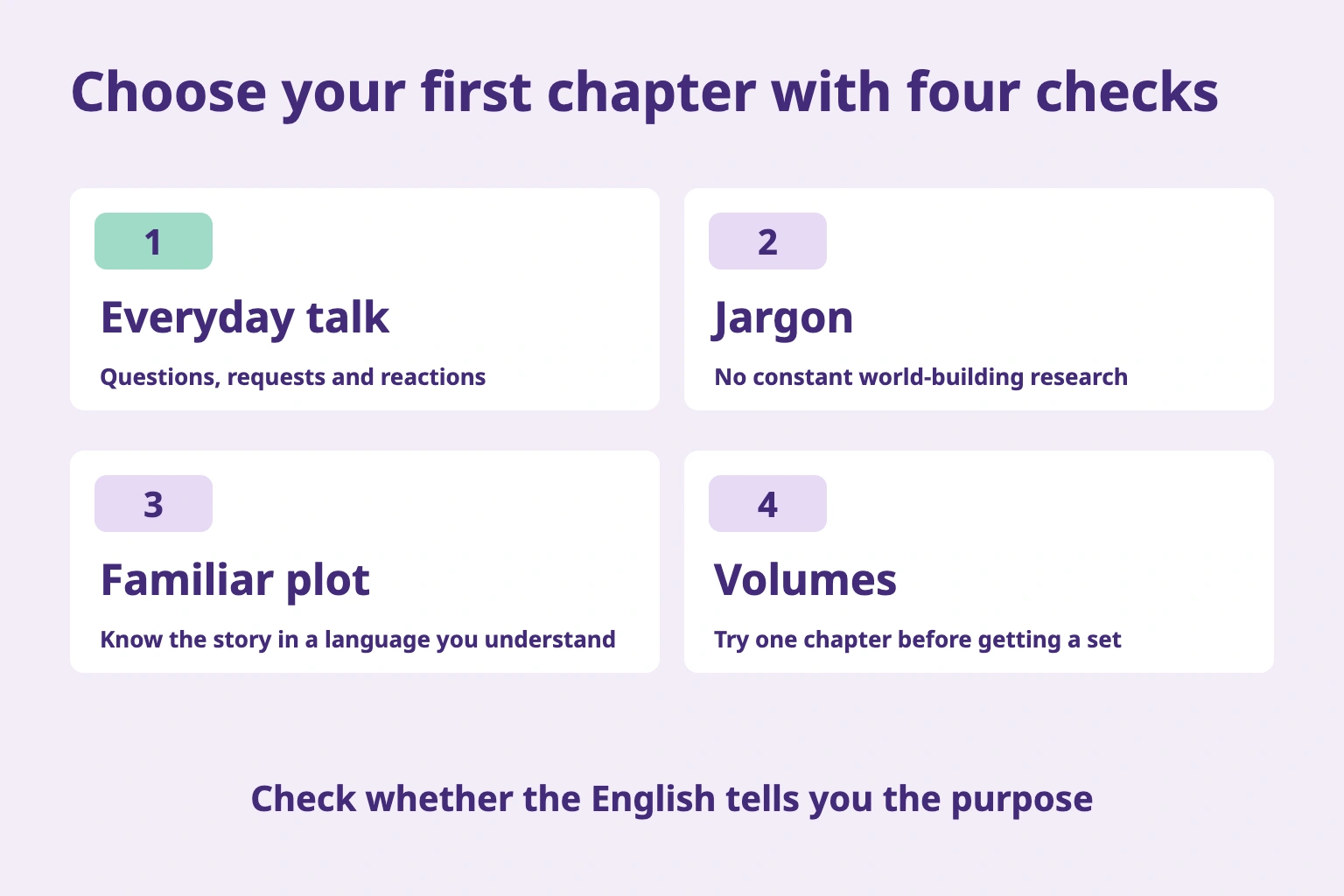 Four checks for an English manga edition: conversation, jargon, familiar plot and chapter boundaries