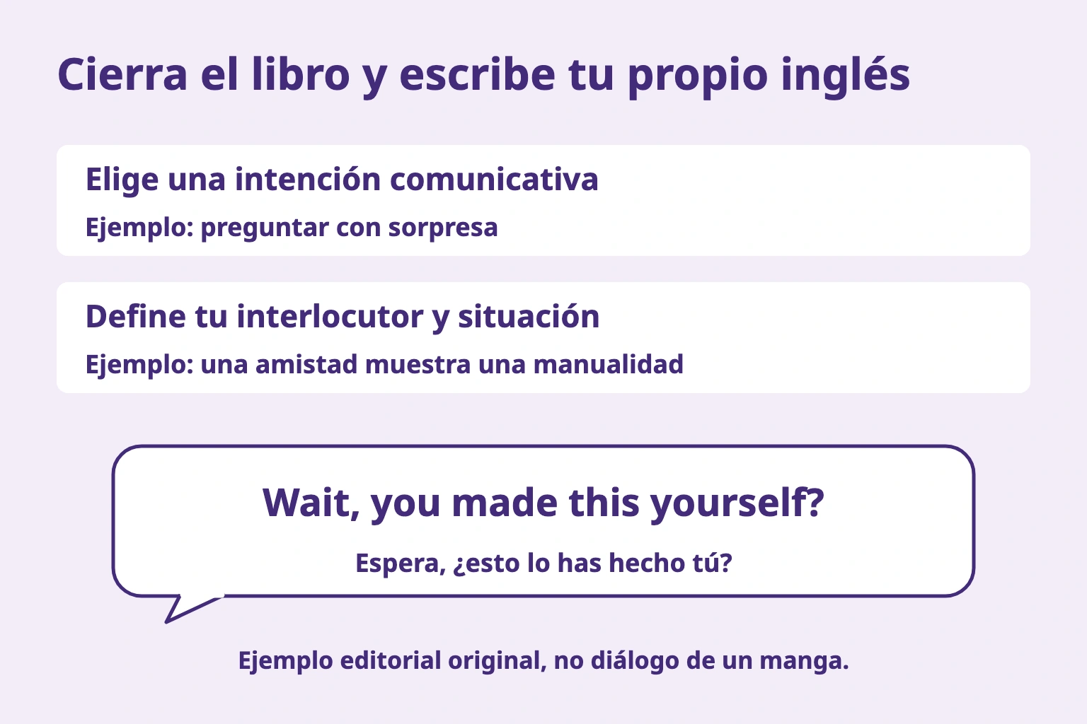 Elige confirmar con sorpresa, imagina tu contexto y escribe Wait, you made this yourself?