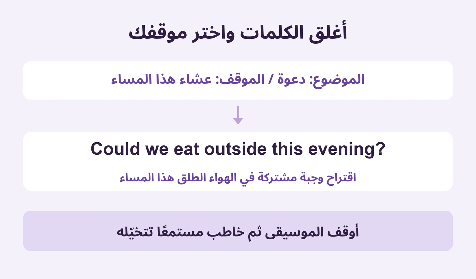 اقتراح عشاء أصلي من موقفك، تقوله بعد إيقاف الموسيقى