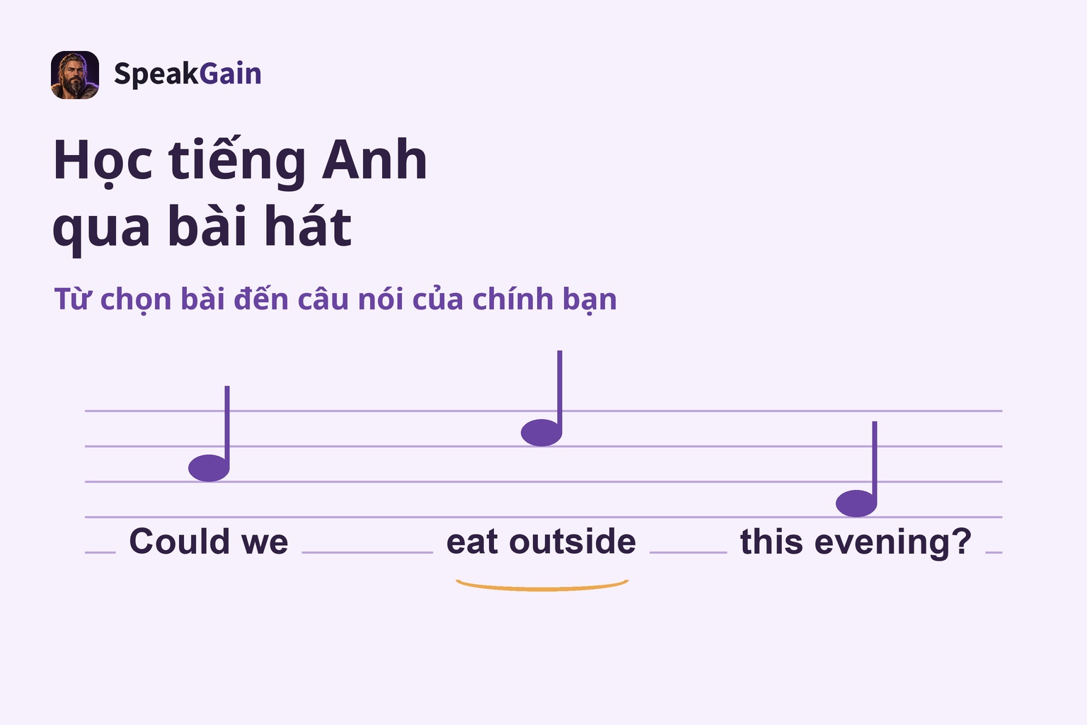Nốt trên khuông năm dòng với câu đề nghị bữa tối tự viết, ba cụm đọc từ trái sang phải