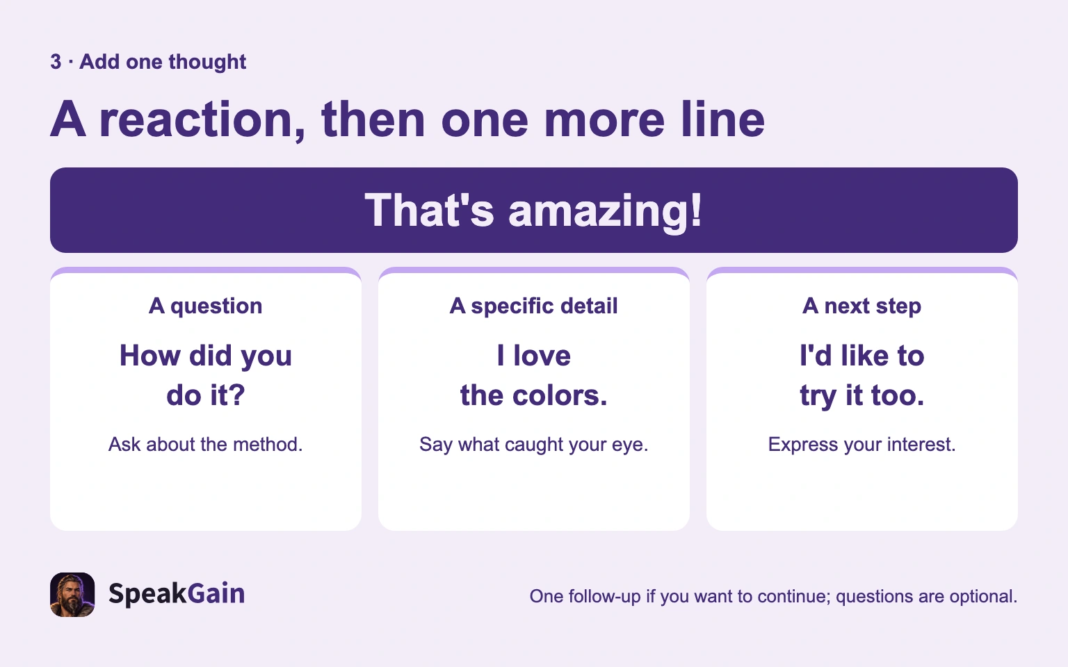 A reaction, then one more line