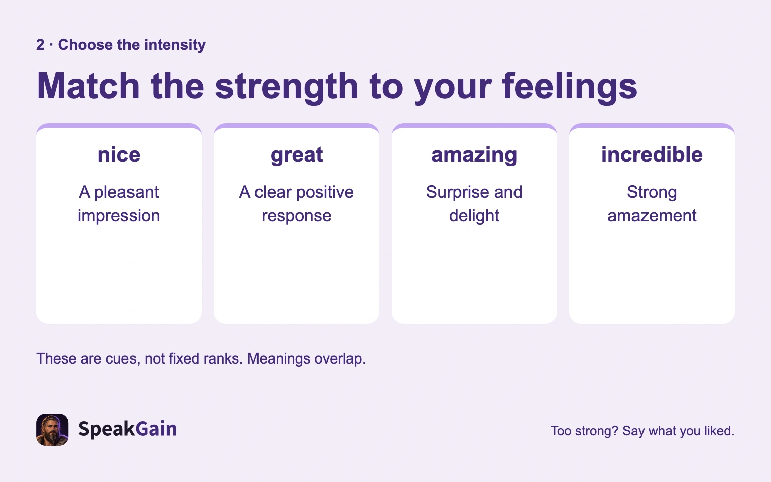 Match the strength to your feelings