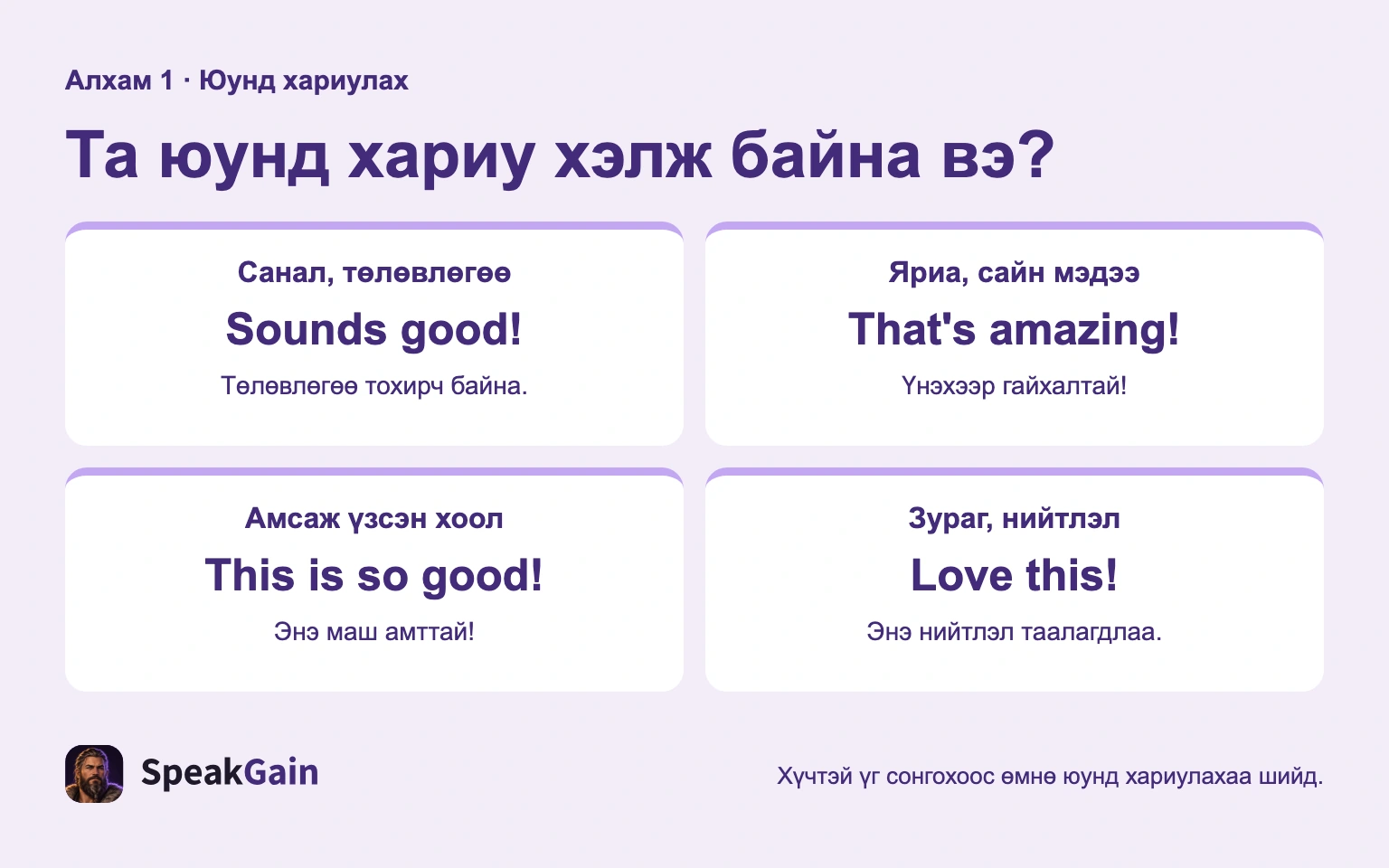 Та юунд хариу хэлж байна вэ?