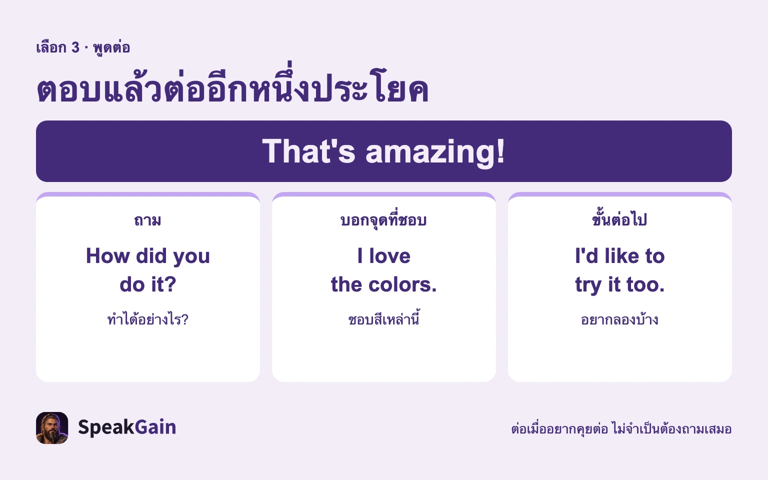 ตอบแล้วต่ออีกหนึ่งประโยค