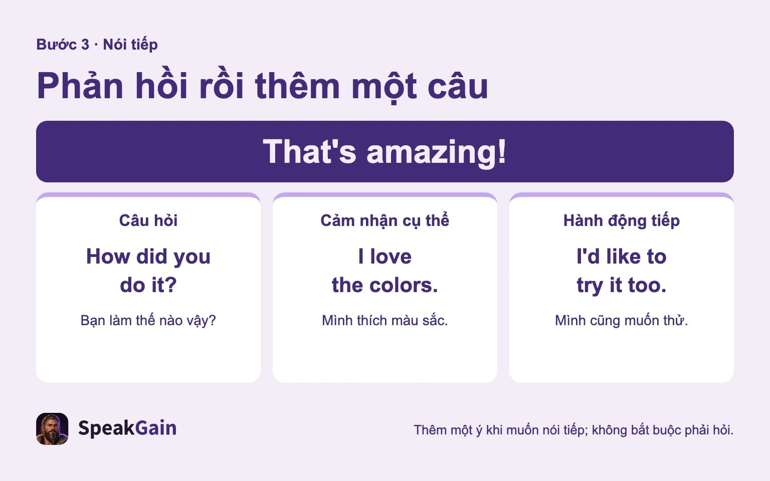 Phản hồi rồi thêm một câu