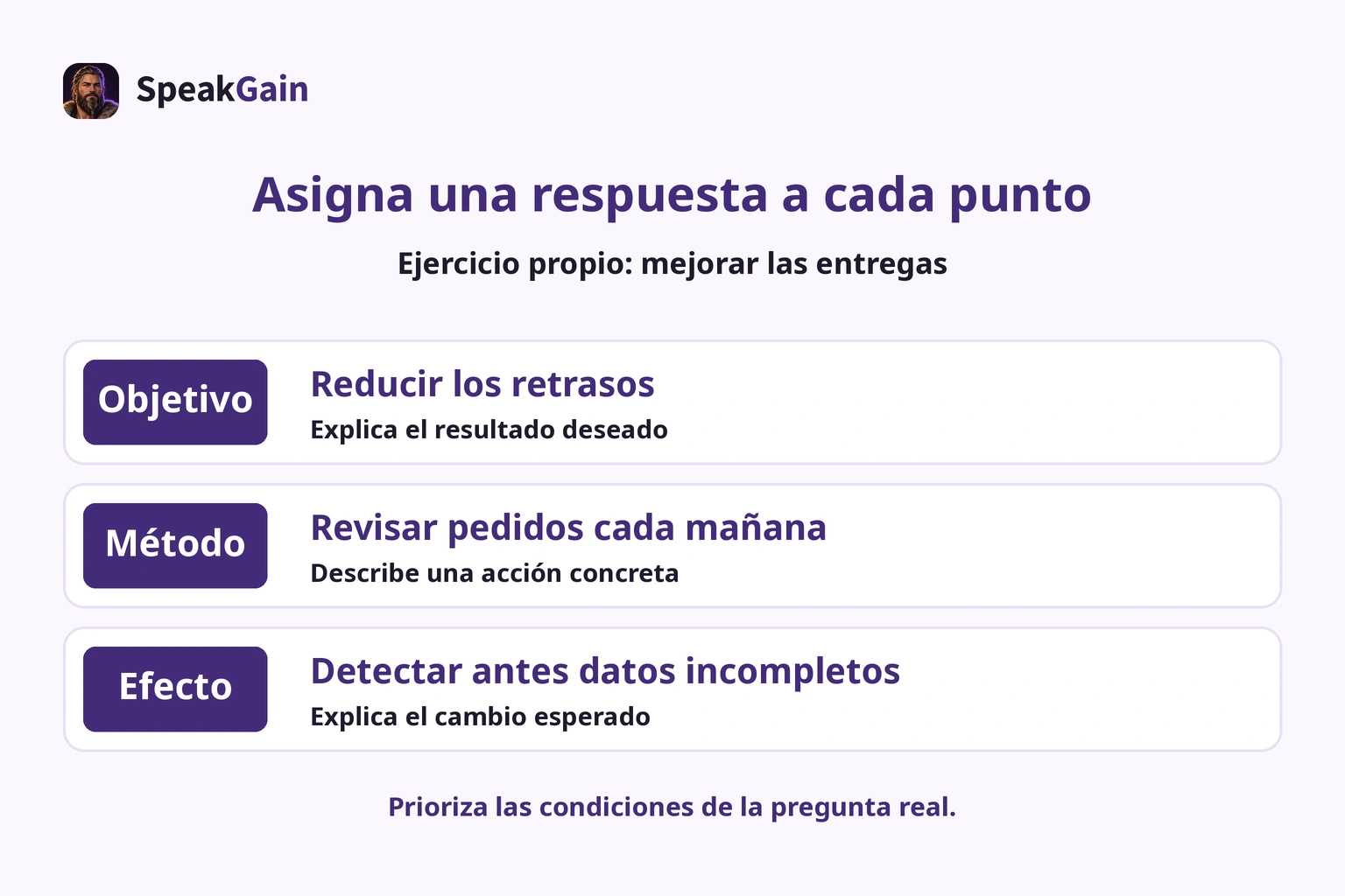 Propuesta original de entregas organizada en objetivo, método y efecto esperado
