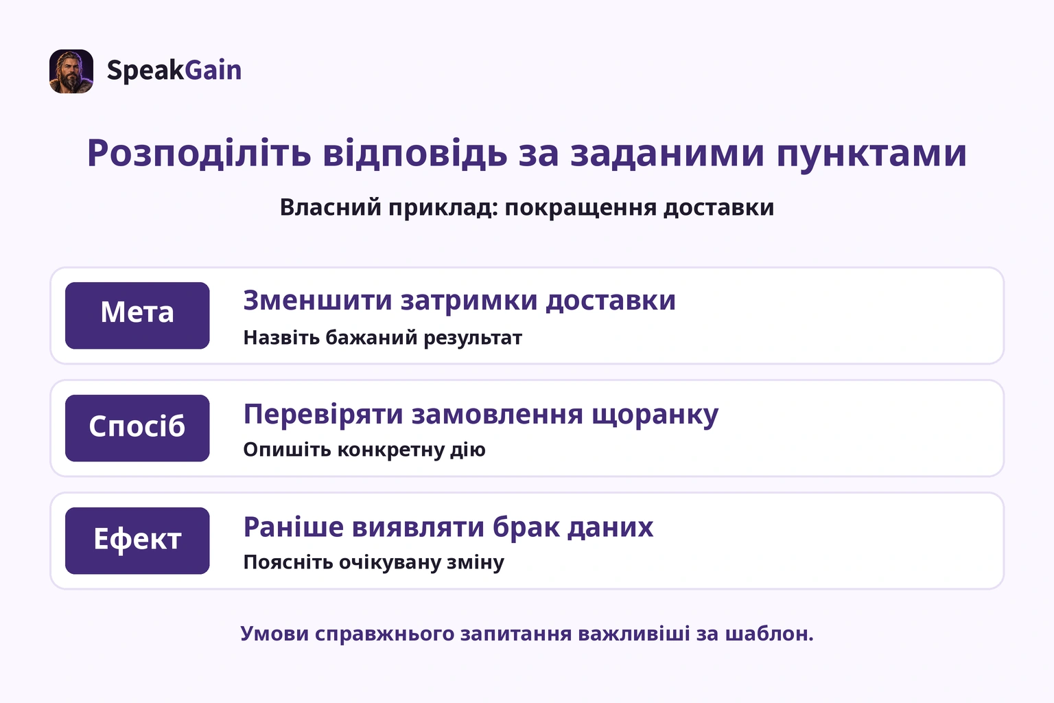 Власна пропозиція доставки: мета, спосіб і очікуваний ефект з окремими поясненнями