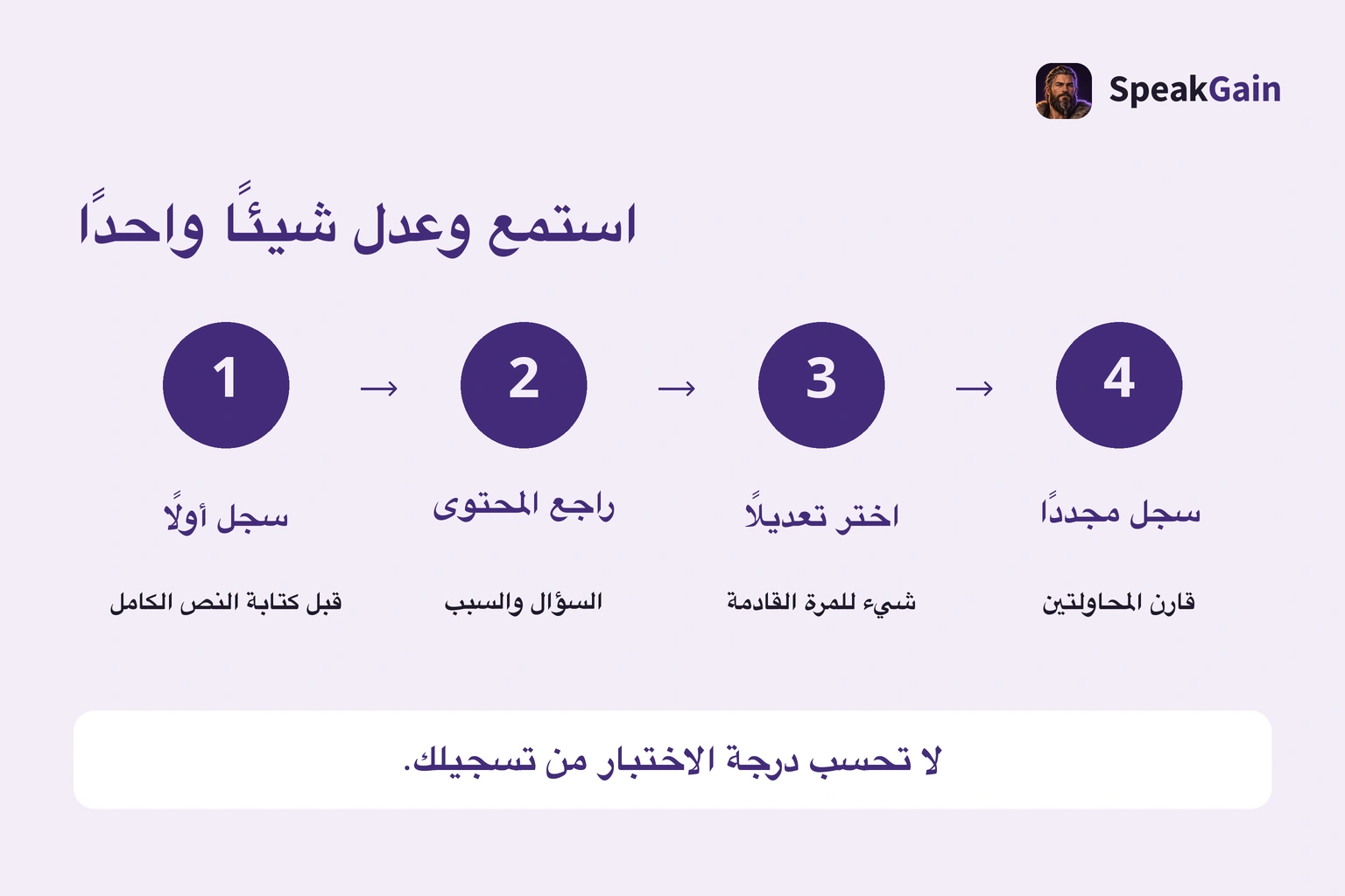 التسجيل والاستماع واختيار تعديل واحد وإعادة التسجيل