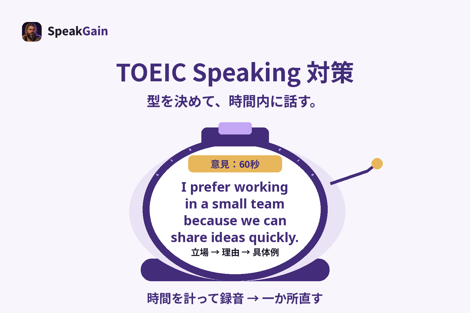 TOEIC Speaking 対策 — 時間を計って録音 → 一か所直す