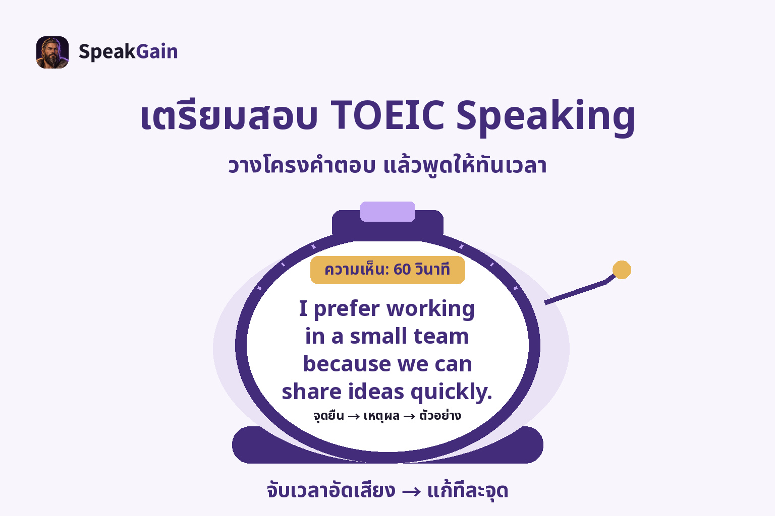 เตรียมสอบ TOEIC Speaking — จับเวลาอัดเสียง → แก้ทีละจุด