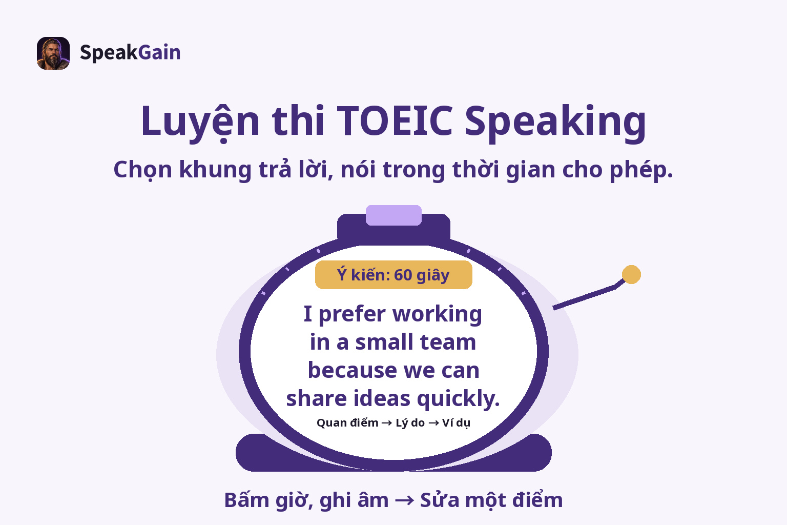 Luyện thi TOEIC Speaking — Bấm giờ, ghi âm → Sửa một điểm